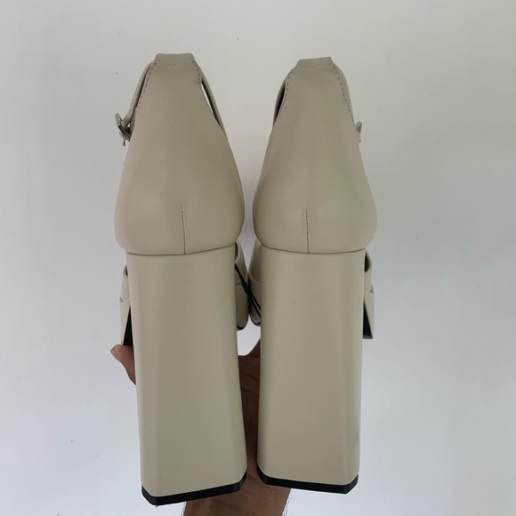 Zara Off White Chunky High Heeled Platform Shoes - Picture 14 of 17